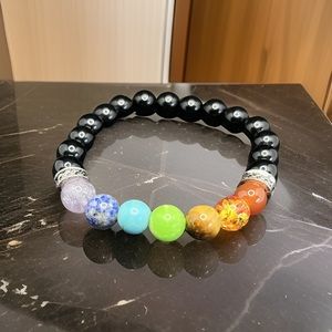 7 Charka Stone Bracelet Yoga Balance Energy Imitate Volcanic Stone Bracelet